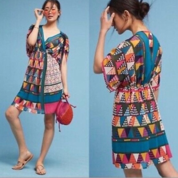 Anthropologie Other - Anthropologie Maeve abstract multi color sheer dress beach cover up size 4